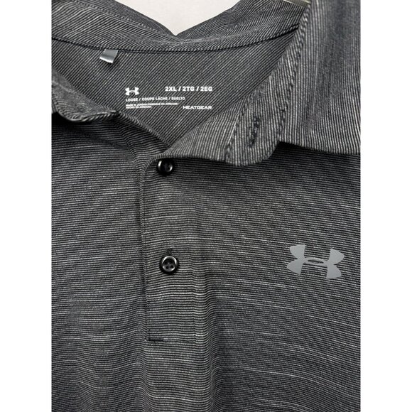 Under Armour HeatGear Polo Shirt Men 2XL Gray Loose Fit Performance Golf Logo - Picture 2 of 6